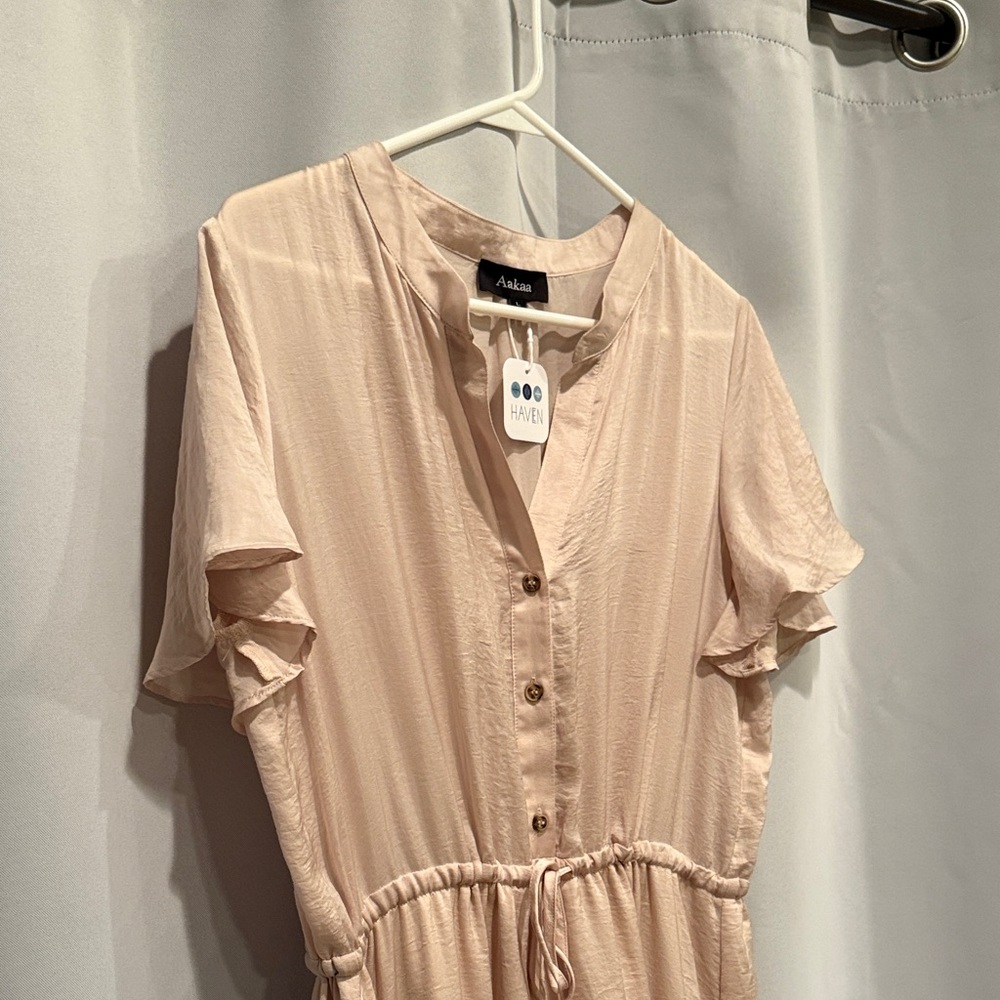 Aakaa Cream Button-Up Dress - Picture 3 of 5